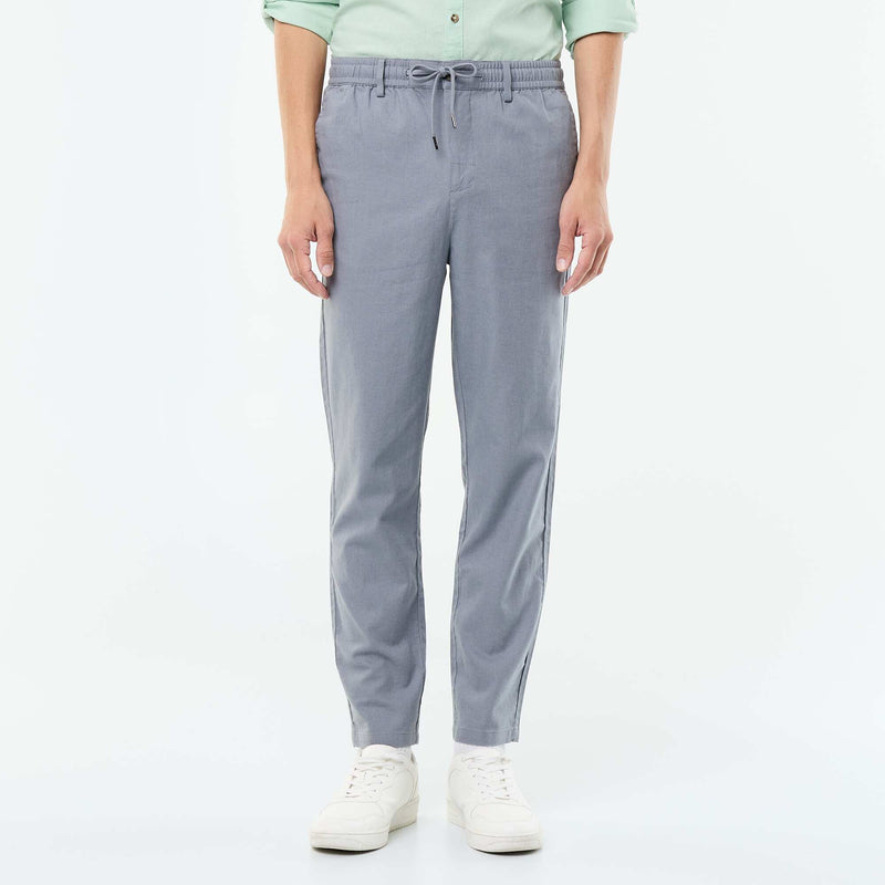 Pantalon chino regular en lin mélangé