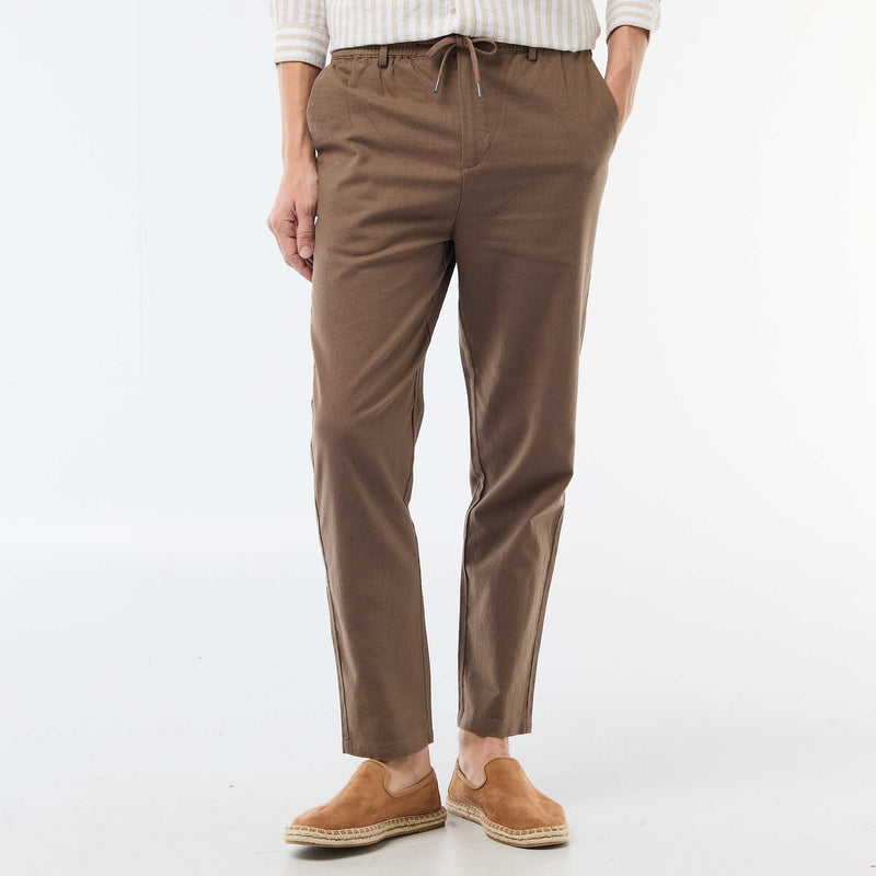 Pantalon chino regular en lin mélangé