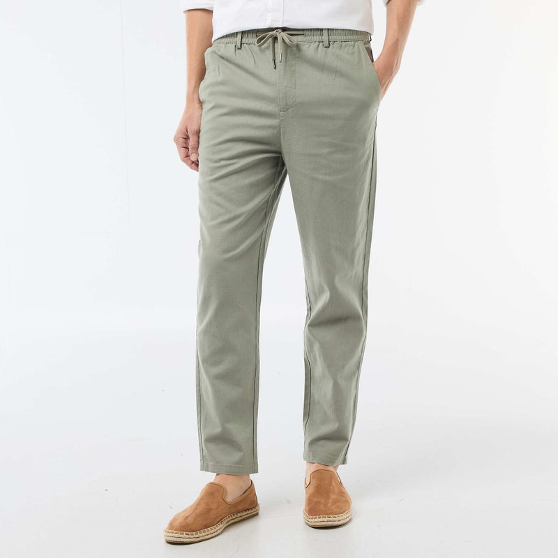 Pantalon chino regular en lin mélangé