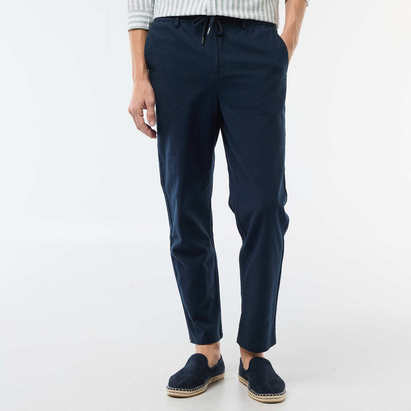 Pantalon chino regular en lin mélangé