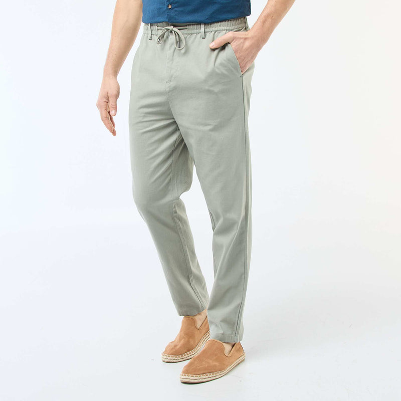 Pantalon chino regular en lin mélangé