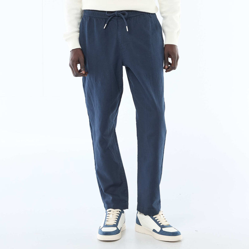 Pantalon droit à taille élastiquée