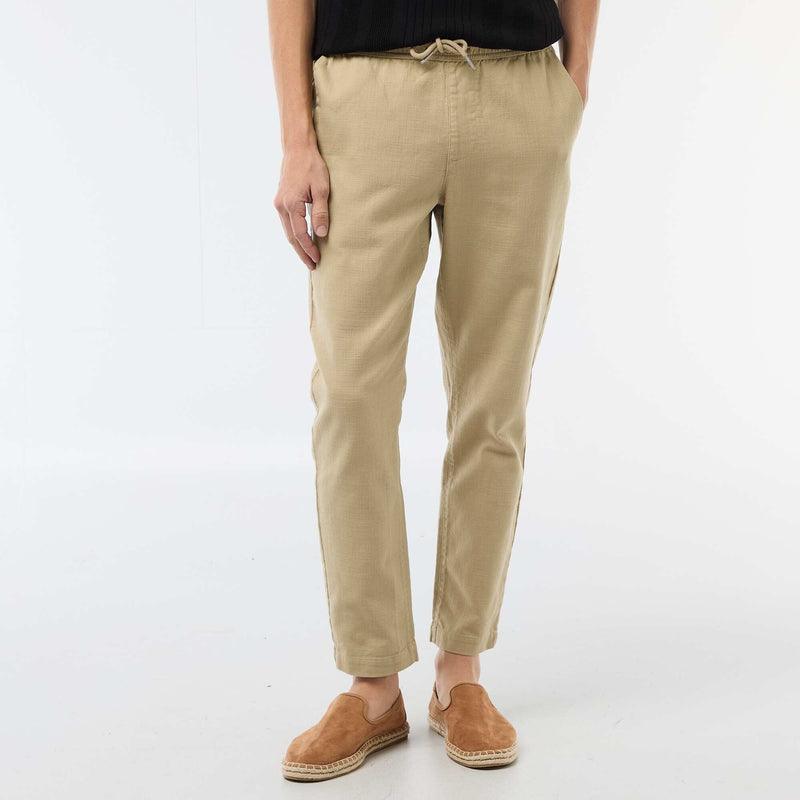 Pantalon droit à taille élastiquée