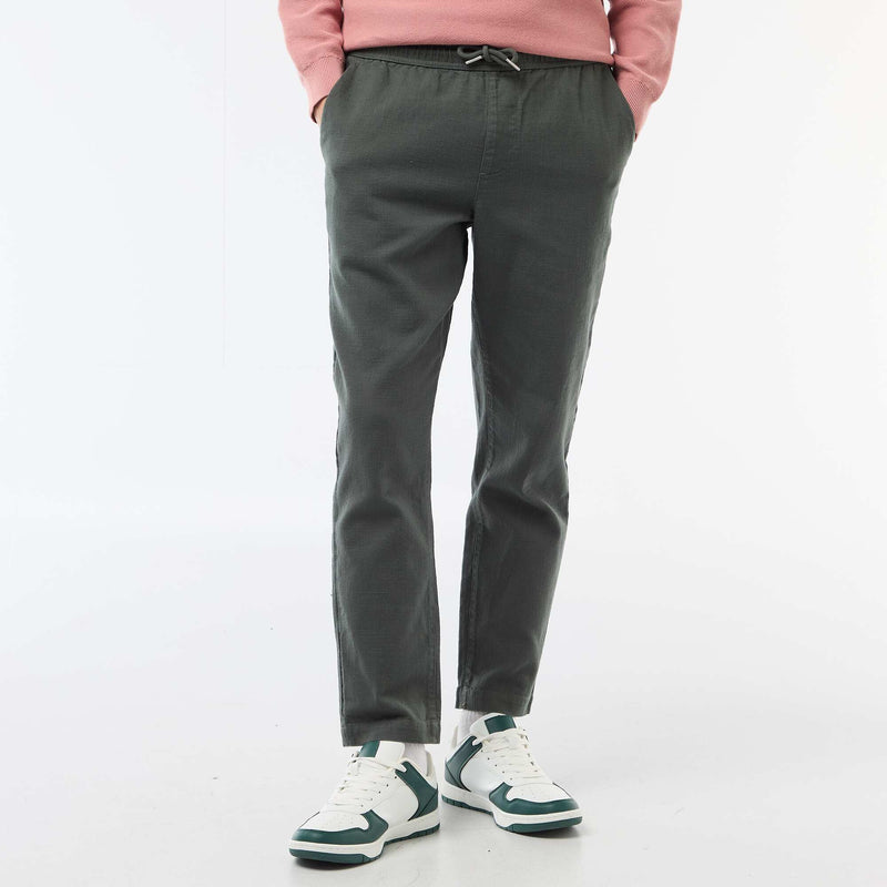 Pantalon droit à taille élastiquée