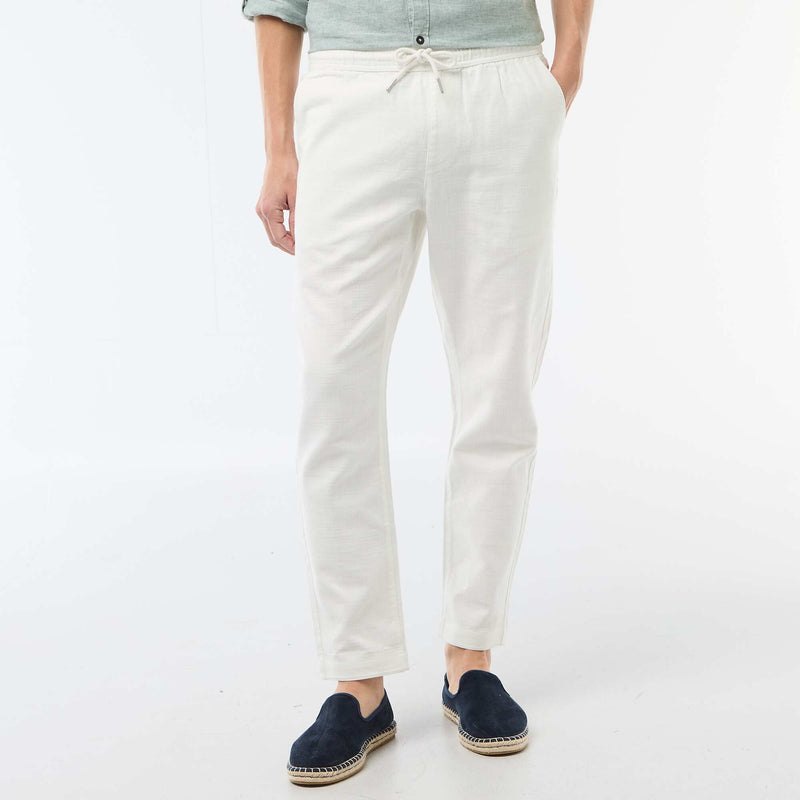 Pantalon droit à taille élastiquée