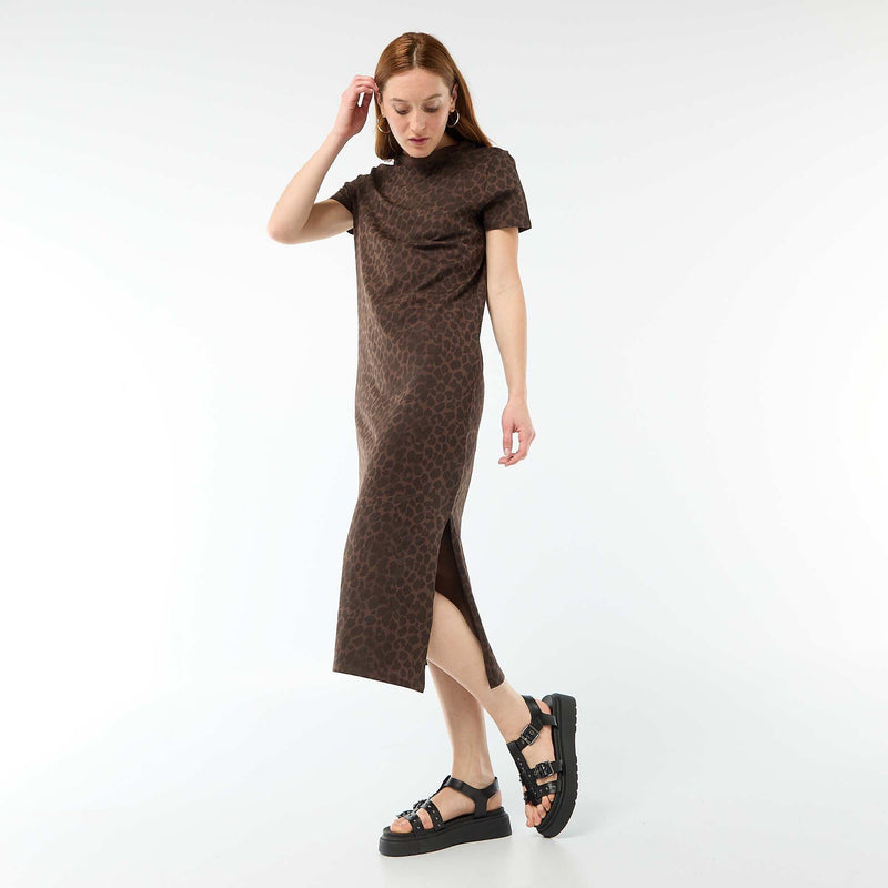 Robe longue en jersey manches courtes