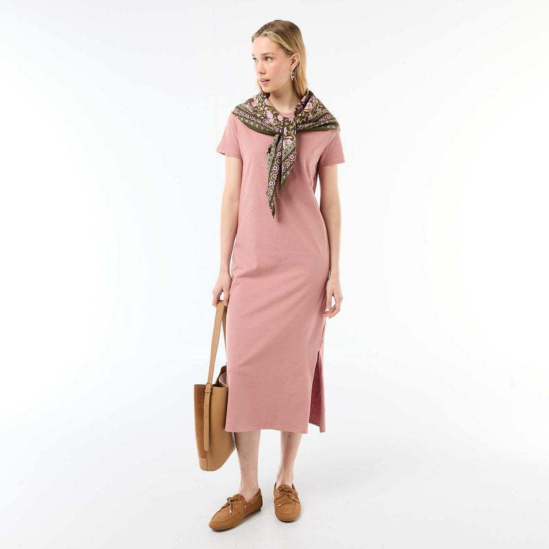Robe longue en jersey manches courtes