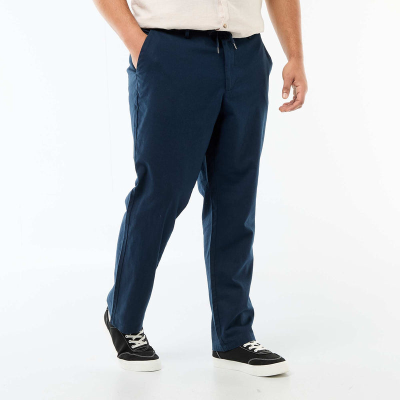 Pantalon droit en lin mélangé