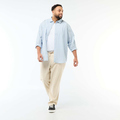 Pantalon droit en lin mélangé