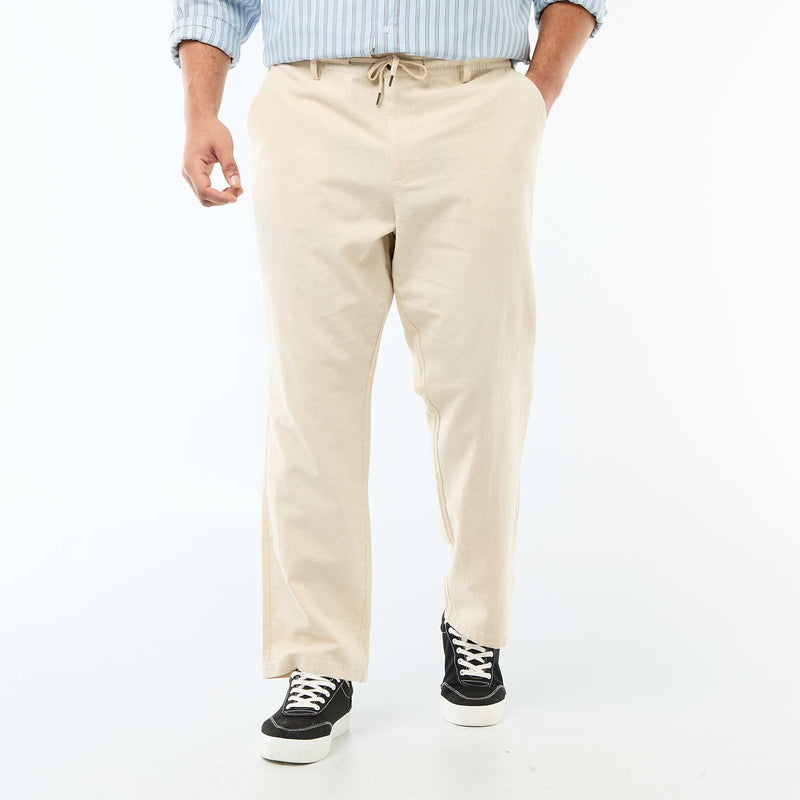 Pantalon droit en lin mélangé