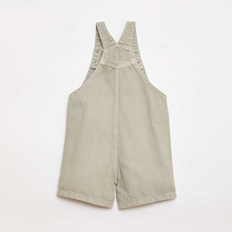 Salopette courte denim en coton unie