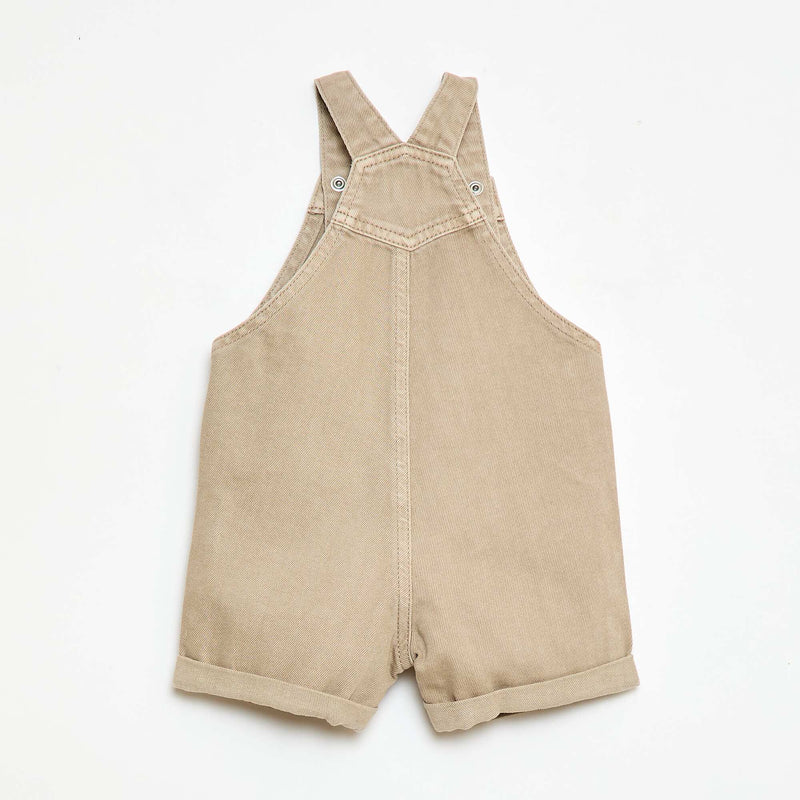 Salopette courte denim en coton unie