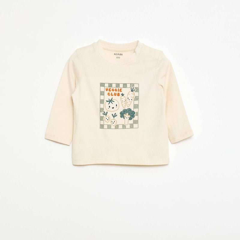 T-shirt manches longues avec imprimé et broderie