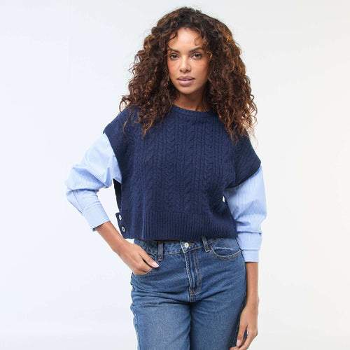 Pull effet 2-en-1 pull + chemise