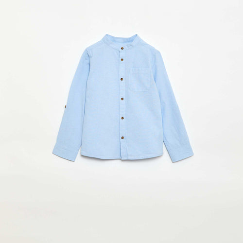 Chemise col mao en coton uni