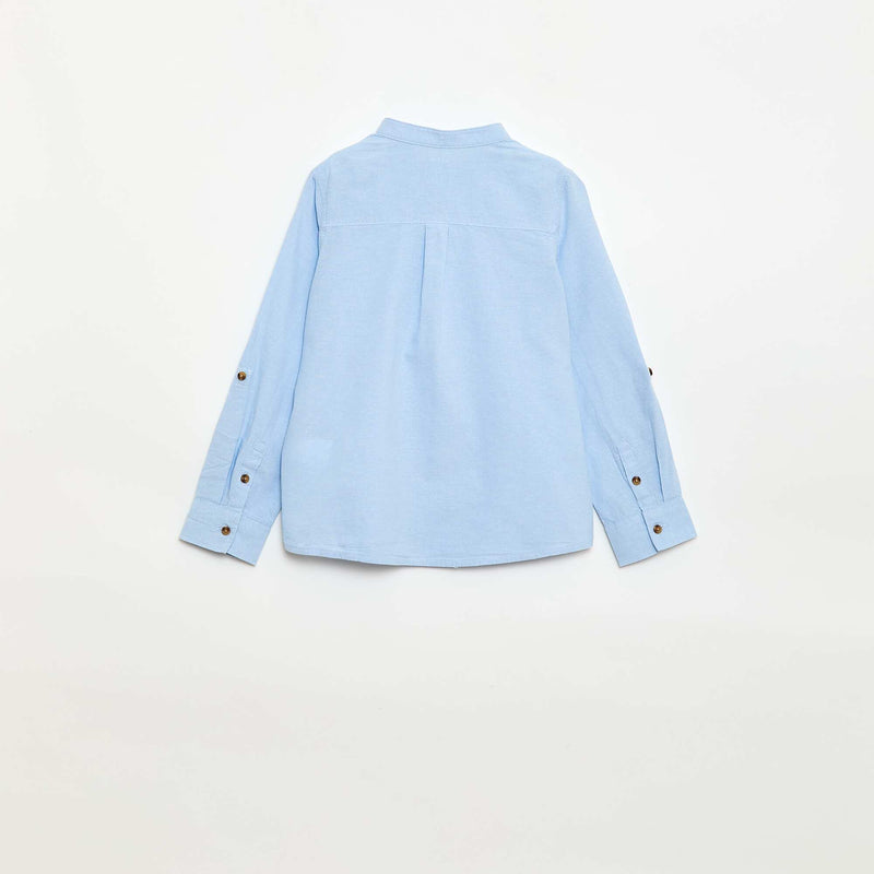 Chemise col mao en coton uni