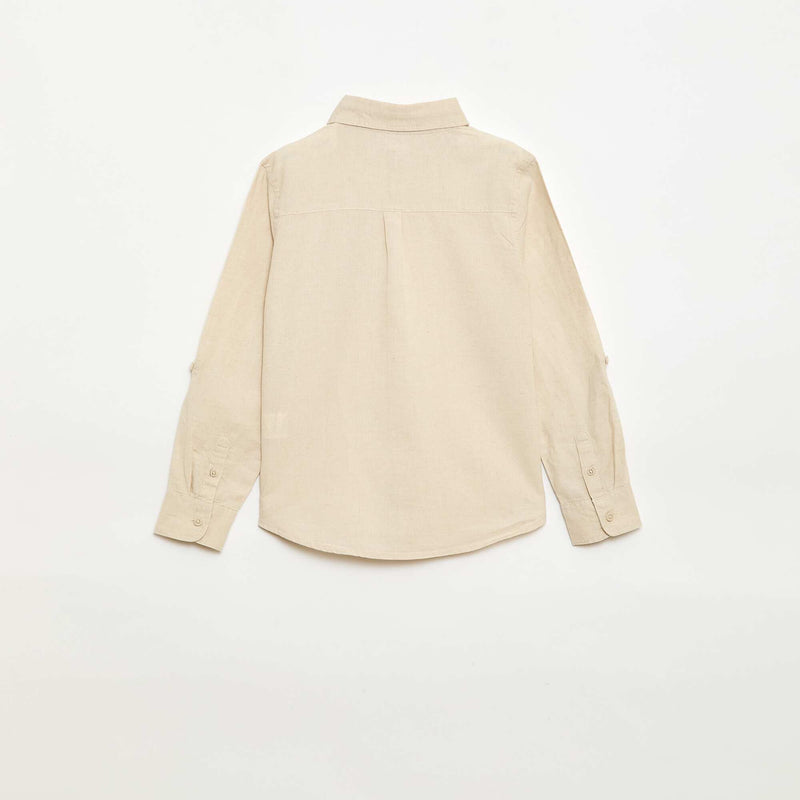 Chemise avec poche et manches retroussables