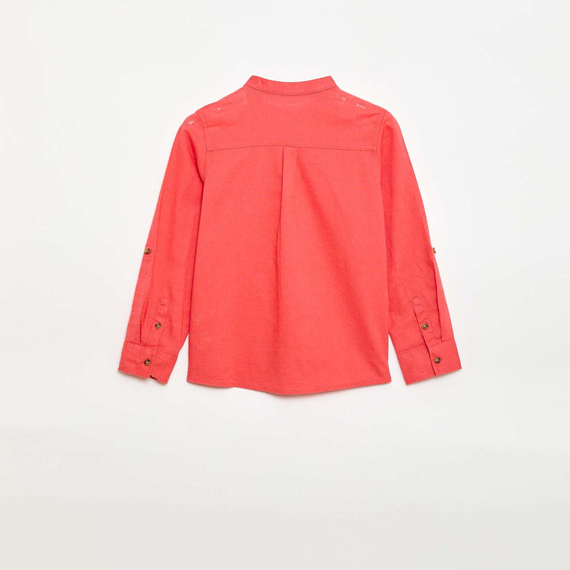 Chemise à manches longues en lin et coton