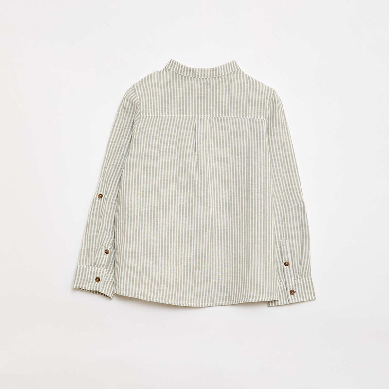 Chemise à manches longues en lin et coton