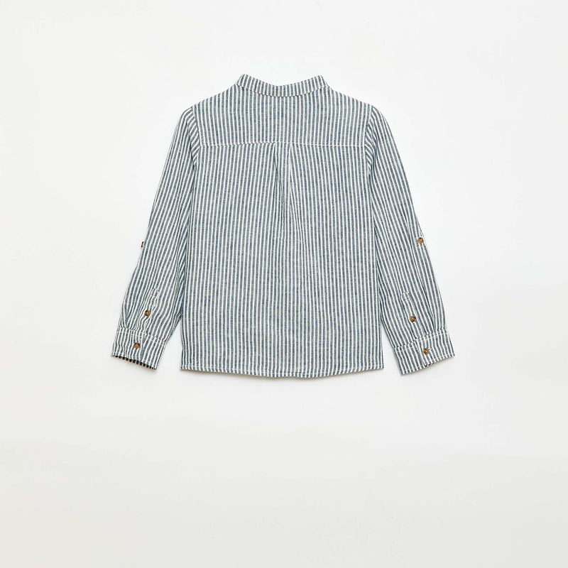 Chemise à manches longues en lin et coton