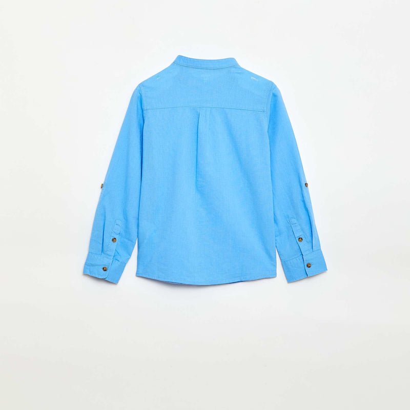 Chemise à manches longues en lin et coton