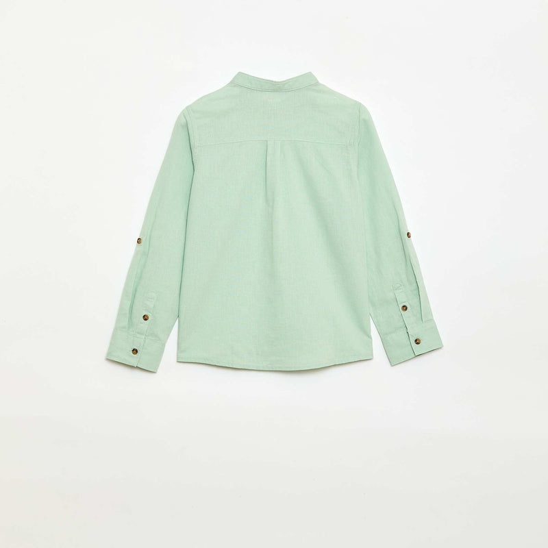 Chemise à manches longues en lin et coton