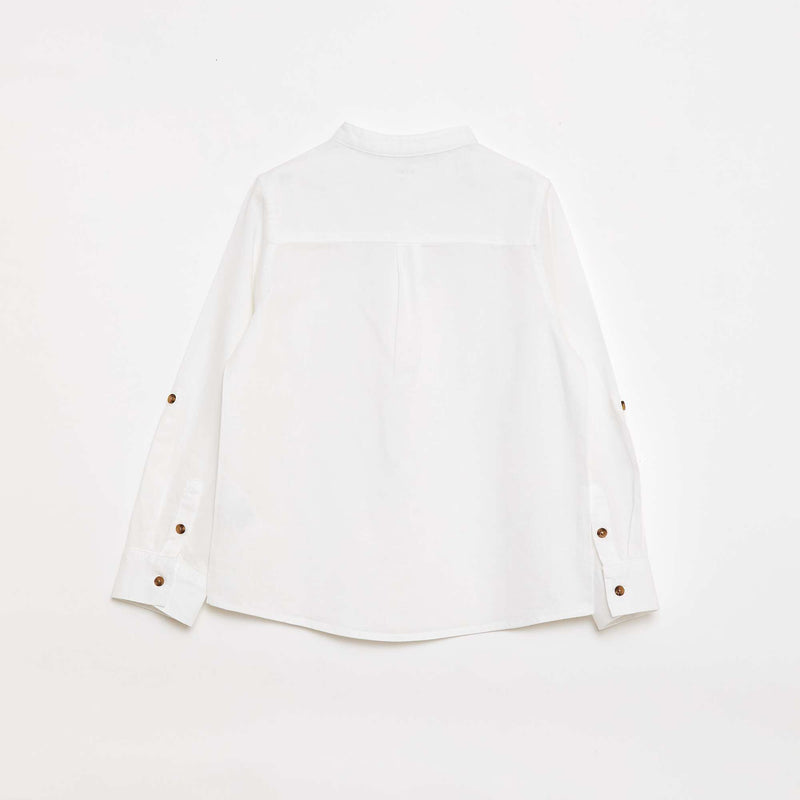 Chemise à manches longues en lin et coton