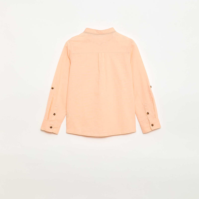 Chemise à manches longues en lin et coton