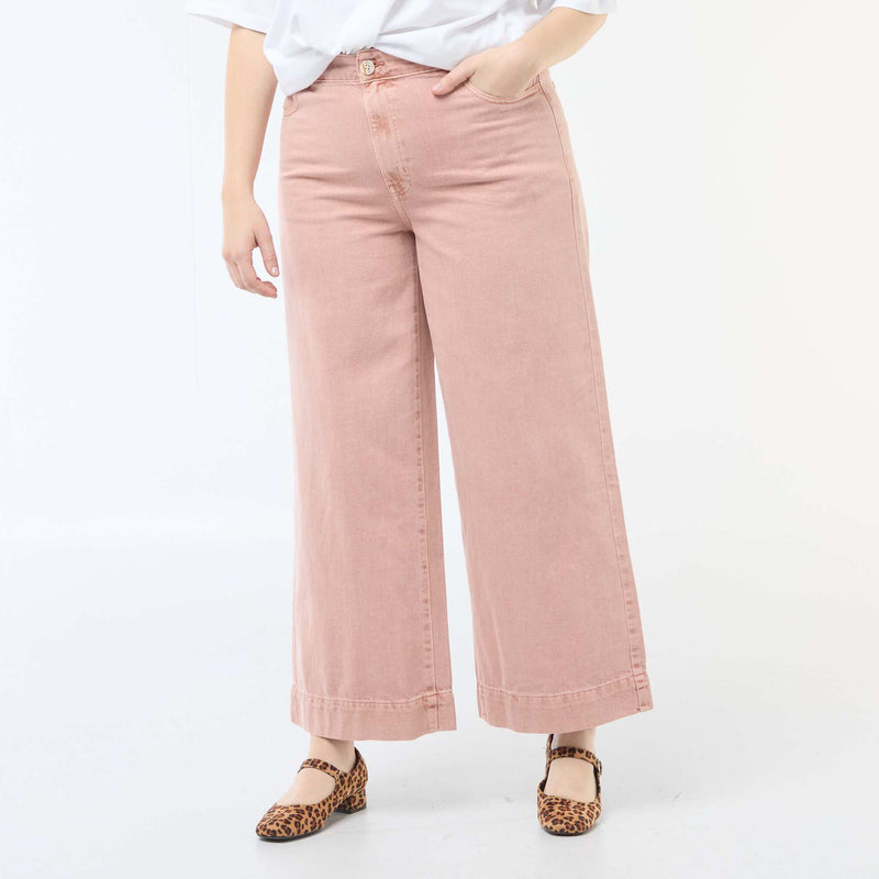 Jean palazzo en twill taille haute