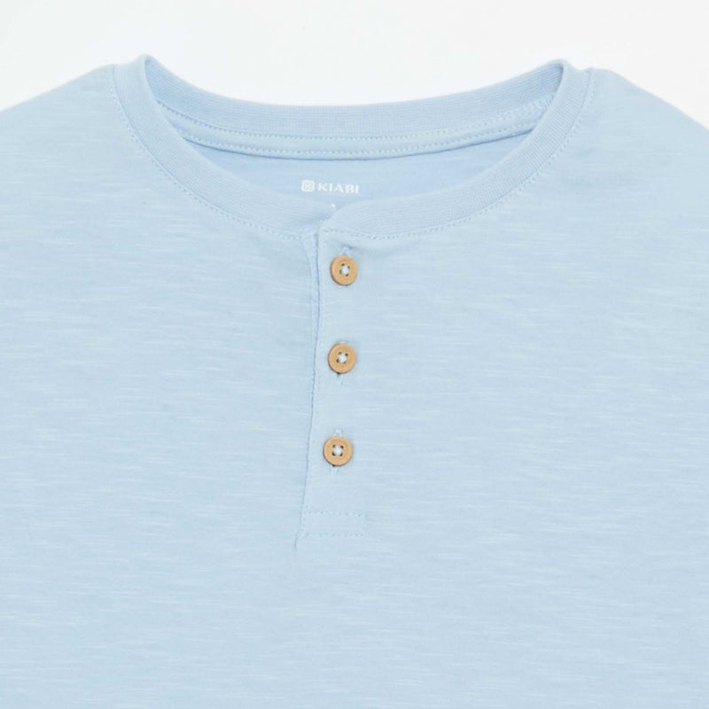 T-shirt à col tunisien – Bleu – Kiabi Maroc