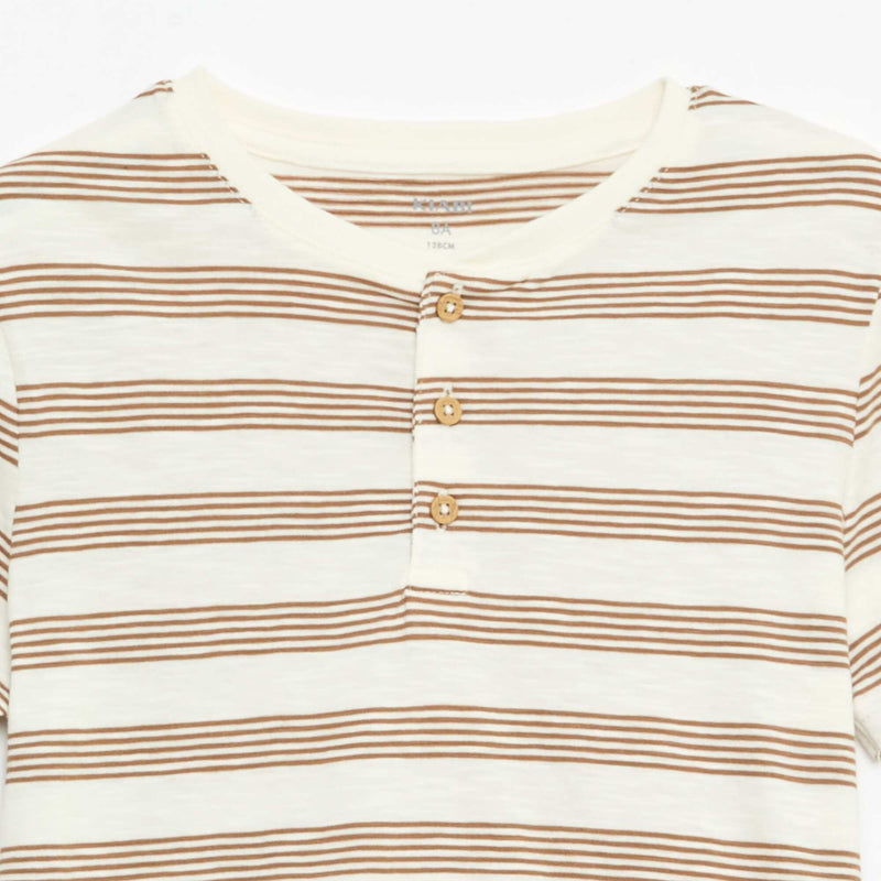 T-shirt rayé à col tunisien