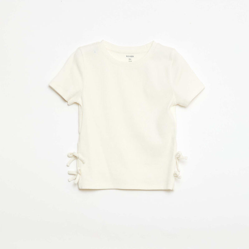 T-shirt uni avec nœuds fantaisies