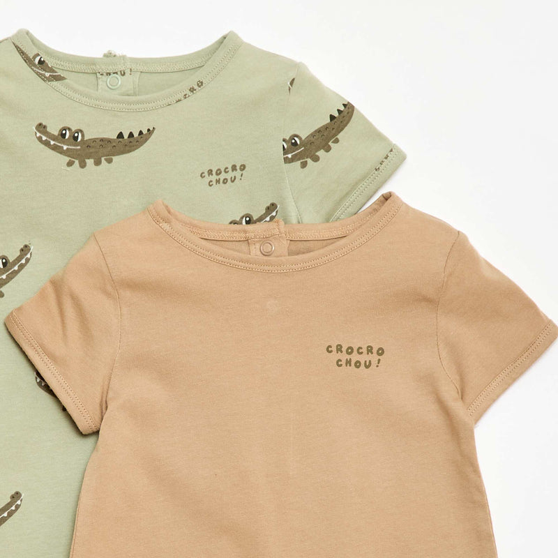 Lot de 2 barboteuses courtes en jersey