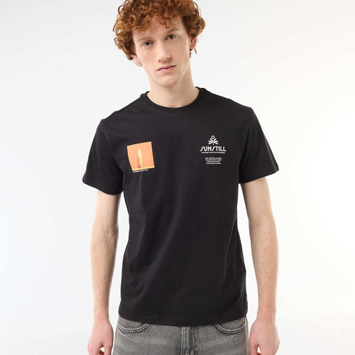 T-shirt col rond imprimé en coton