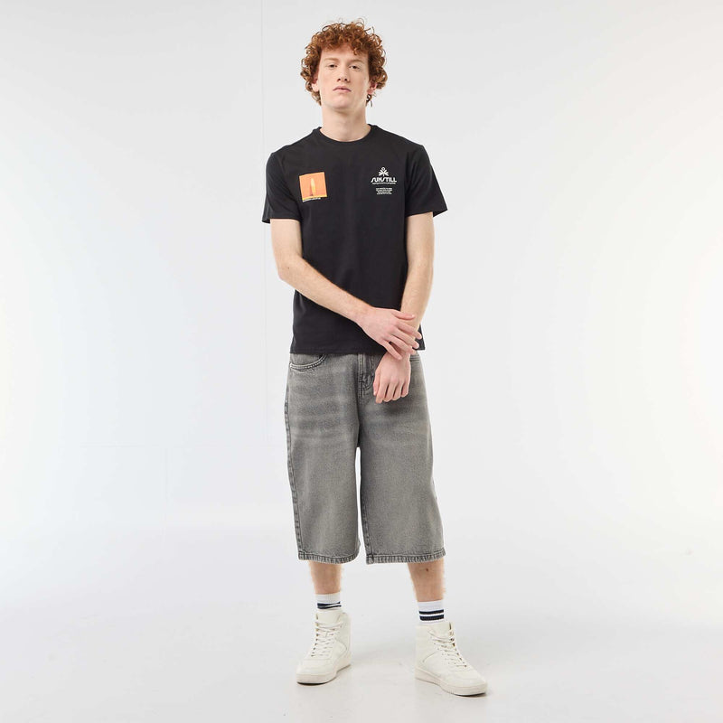 T-shirt col rond imprimé en coton