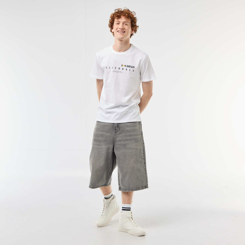 T-shirt col rond imprimé en coton