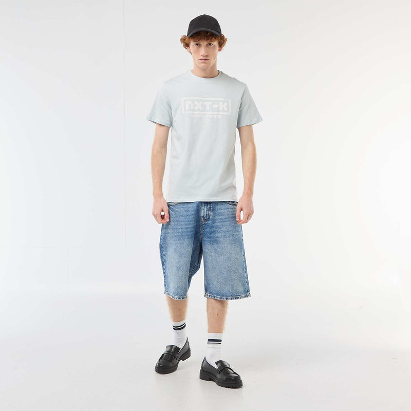 T-shirt col rond imprimé en coton