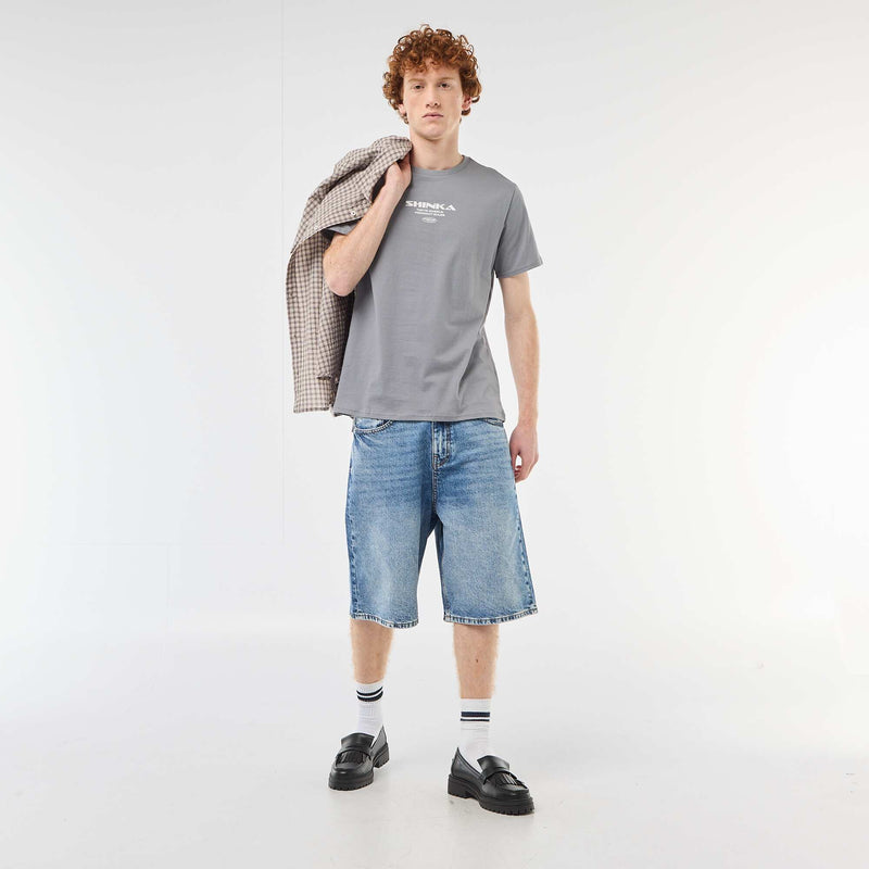 T-shirt col rond imprimé en coton