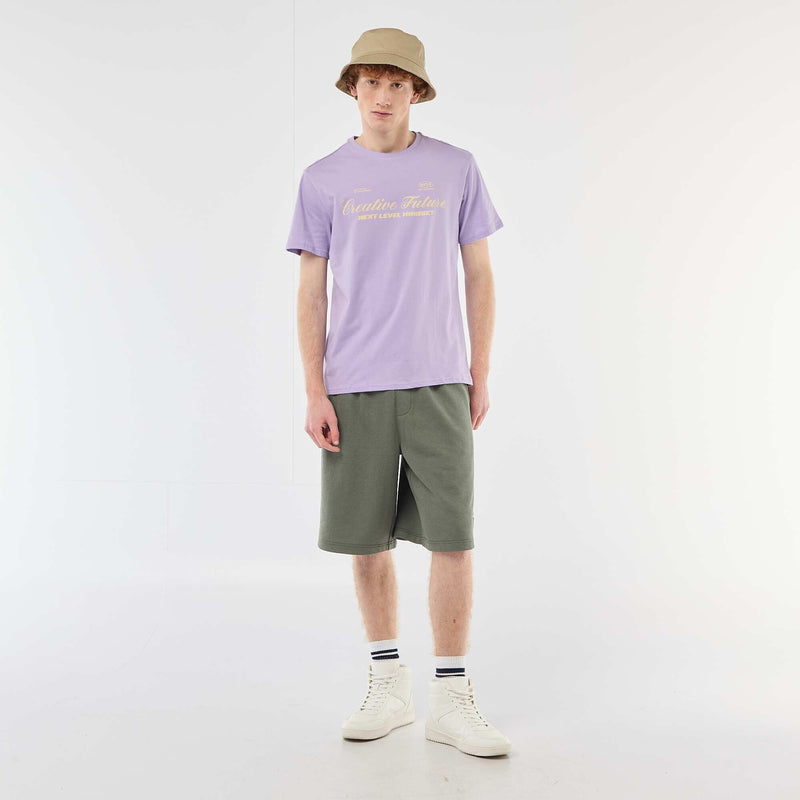 T-shirt col rond imprimé en coton
