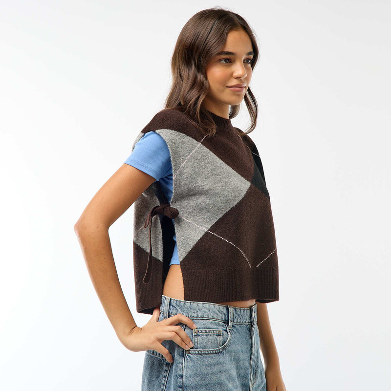 Pull sans manches avec liens à nouer sur les côtés