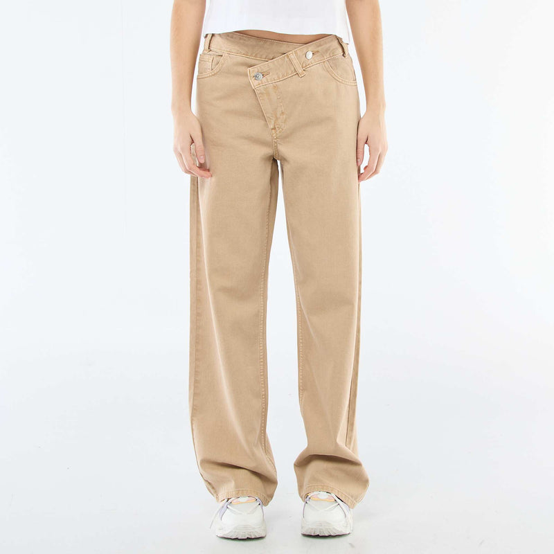 Pantalon twill ouverture asymétrique