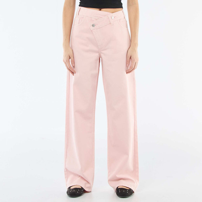Pantalon twill ouverture asymétrique