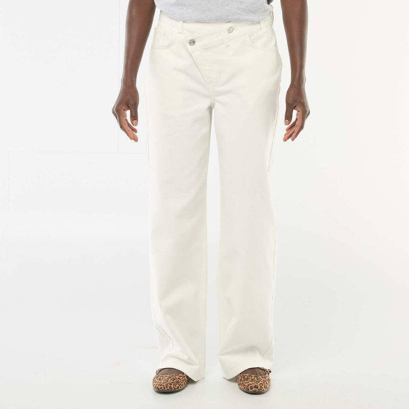 Pantalon twill ouverture asymétrique