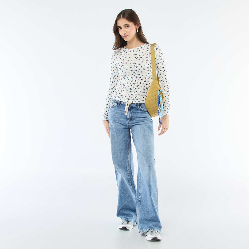 Tee-shirt maille pointelle fleuri