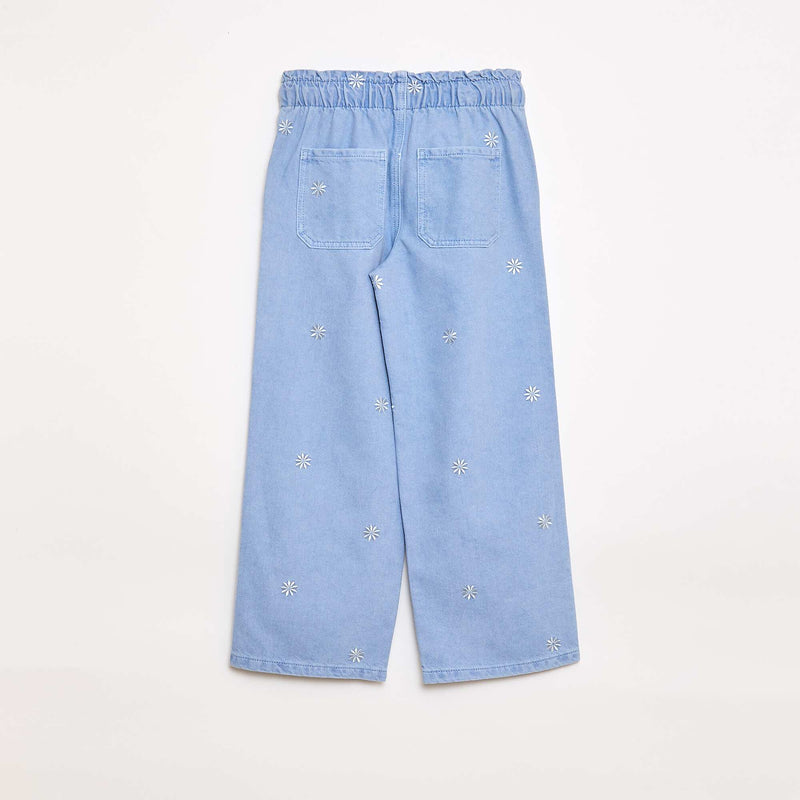 Jean wide leg à motif brodé
