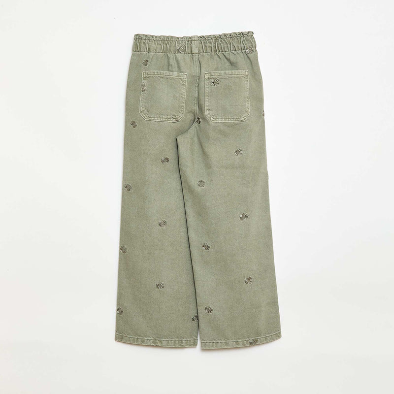 Jean wide leg à motif brodé