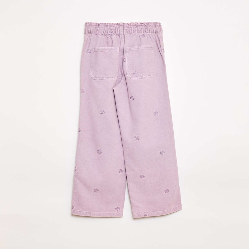 Jean wide leg à motif brodé