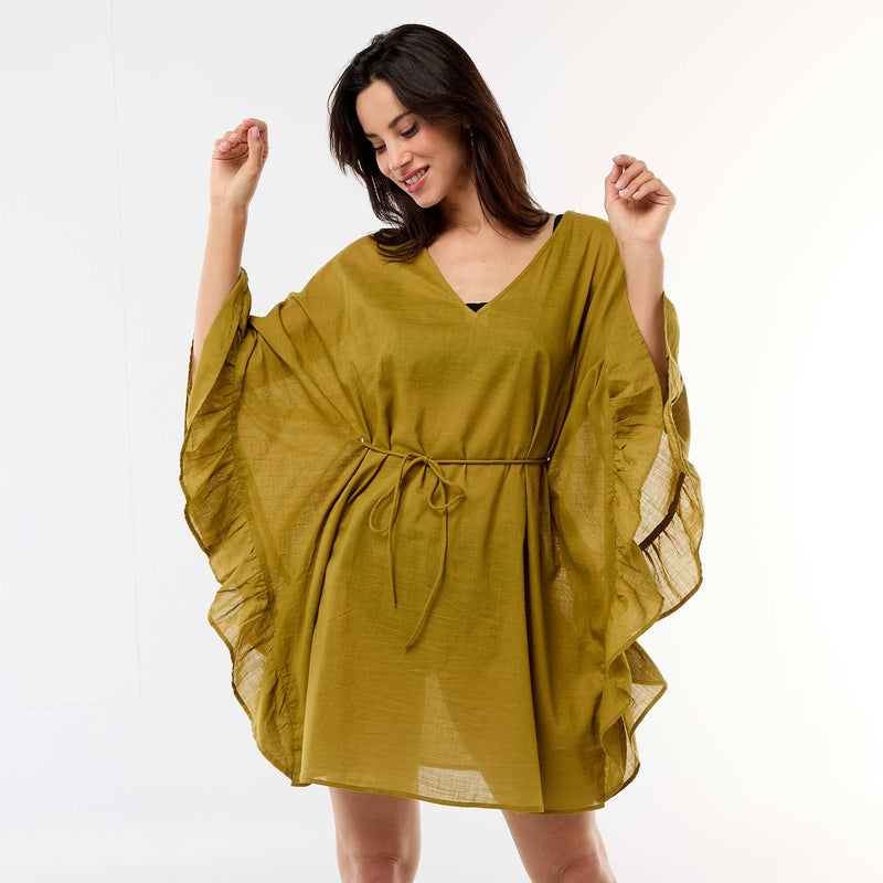 Robe de plage  avec emmanchures volantées