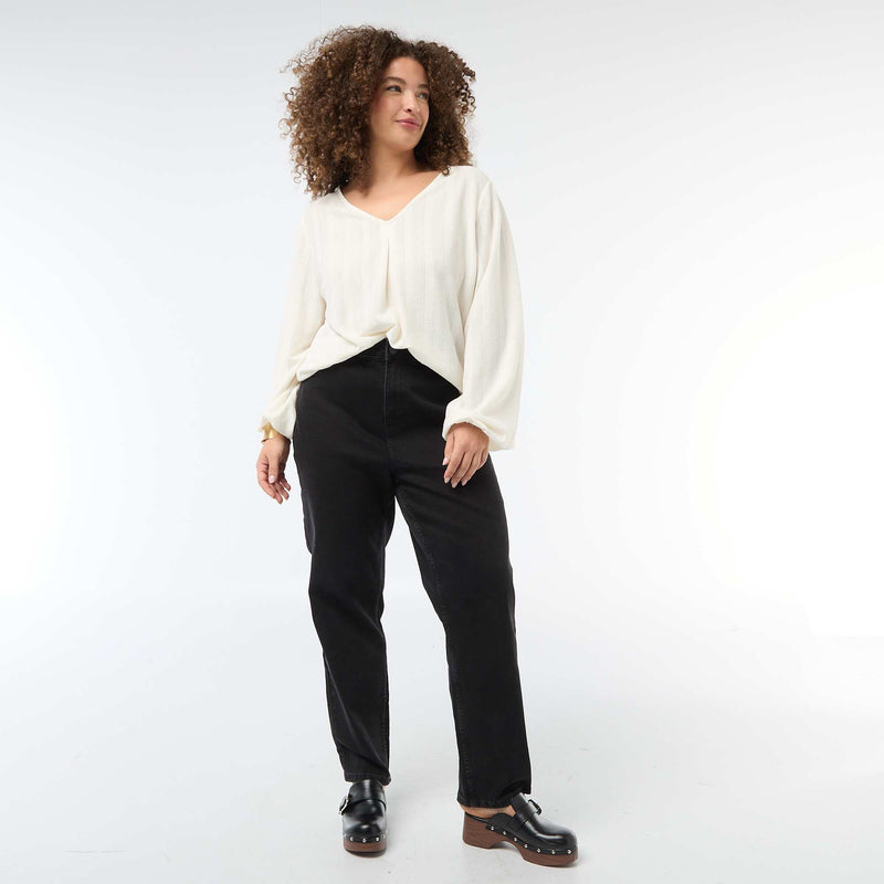 T-shirt en maille ajourée à manches courtes