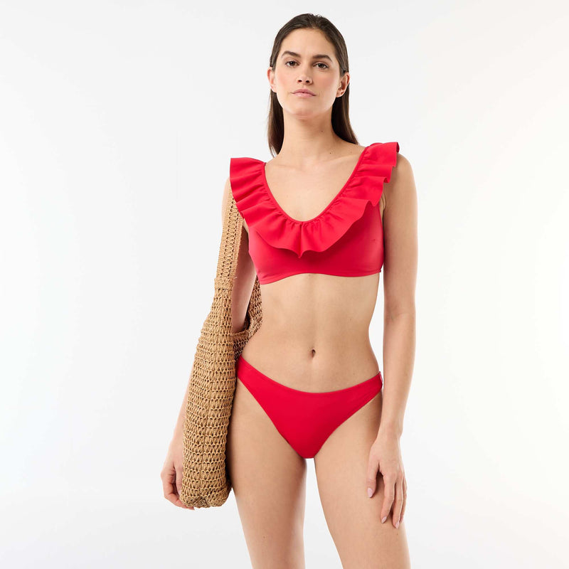 Soutien-gorge de bain volanté en microfibre souple
